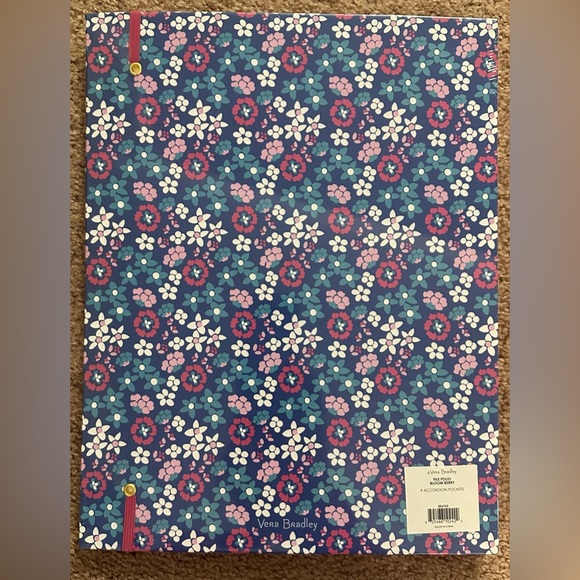 Vera Bradley File Folio Bloom Berry - 22 X 9.25 File Folder 9 Accordion Pockets - Picture 10 of 13